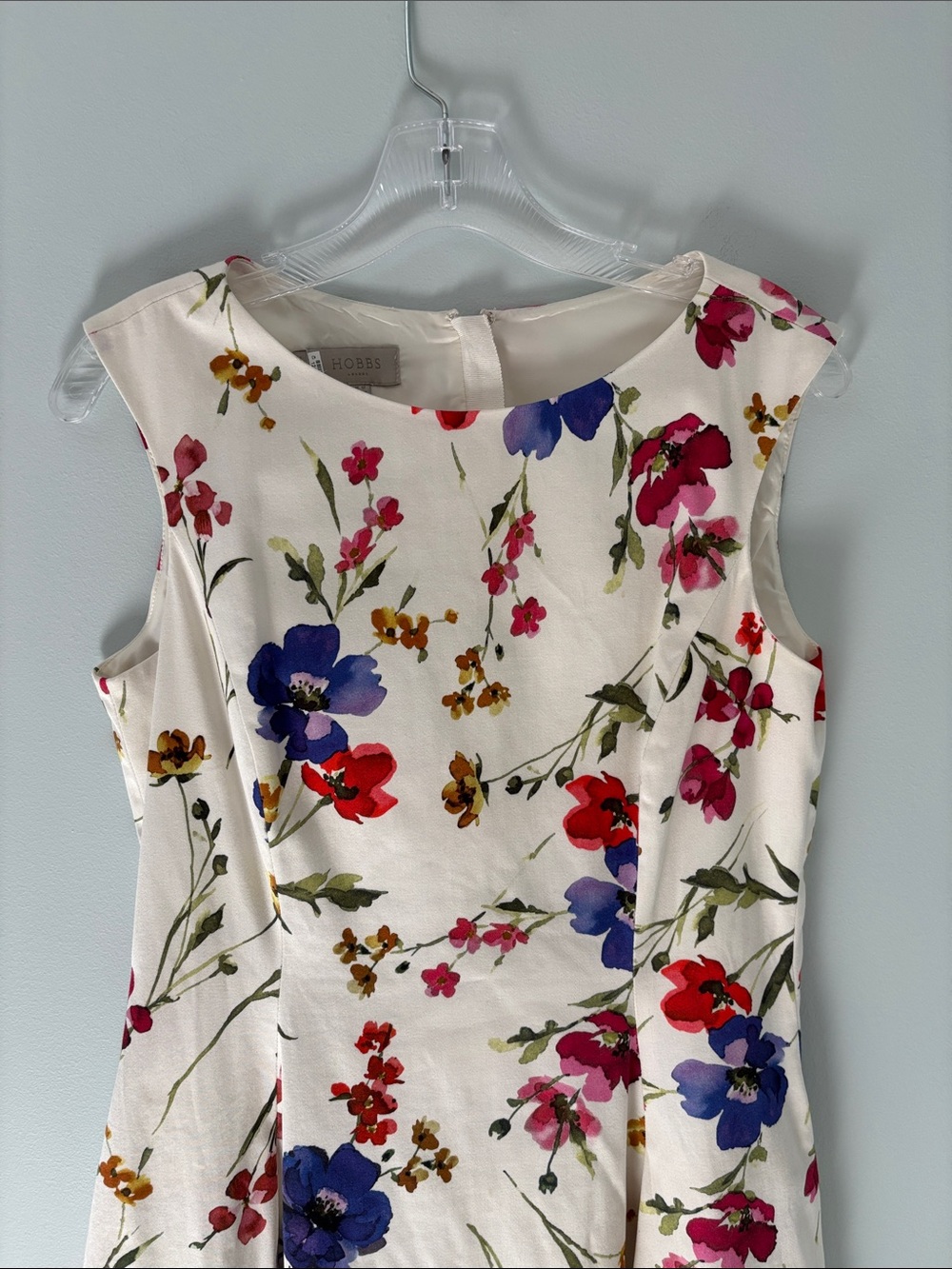 Hobbs of London Sleeveless White Floral A-Line Midi Dress